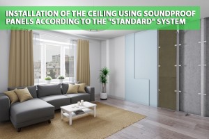 Installation of the ceiling using soundproof panels according to the "Standard" system 