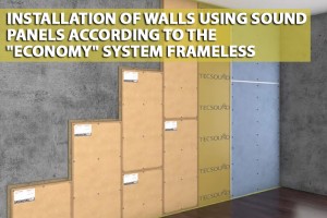 Installation of walls using sound panels according to the "Economy" system frameless 