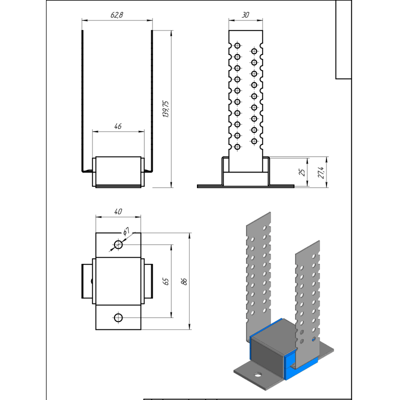 Anti-vibration mounts for soundproofing walls and ceilings VibroNet C2 PRO 86x140mm