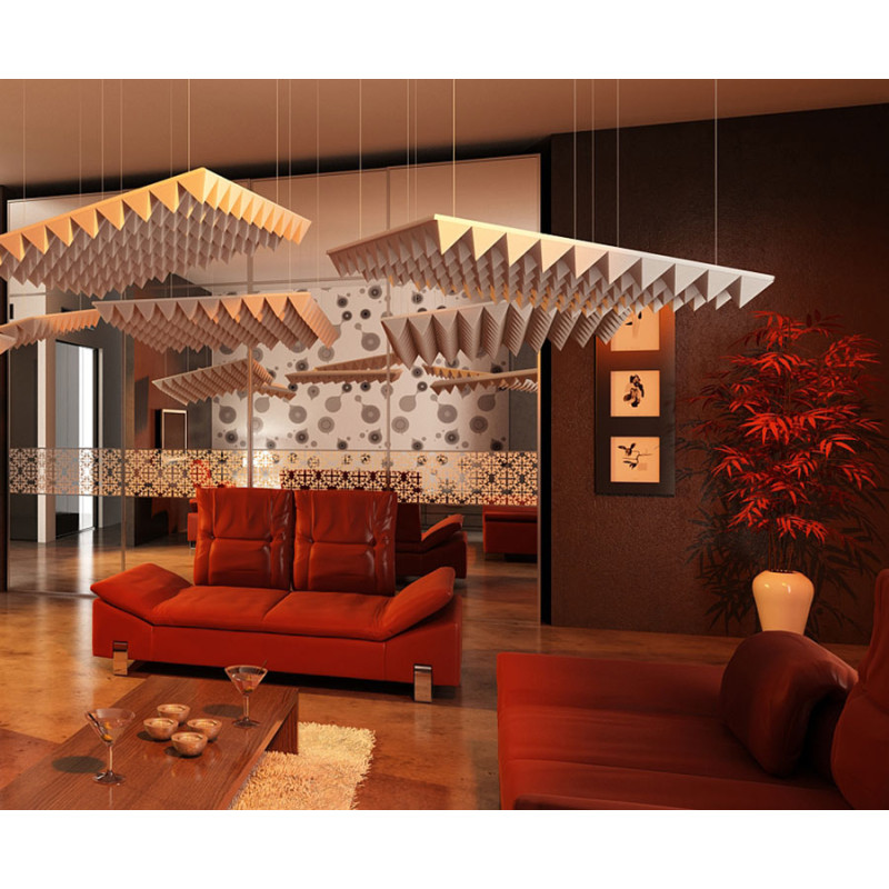 Suspended Sound Absorbing Panel Ecosound Quadro Acoustic Wave Red 50mm 1x1m 