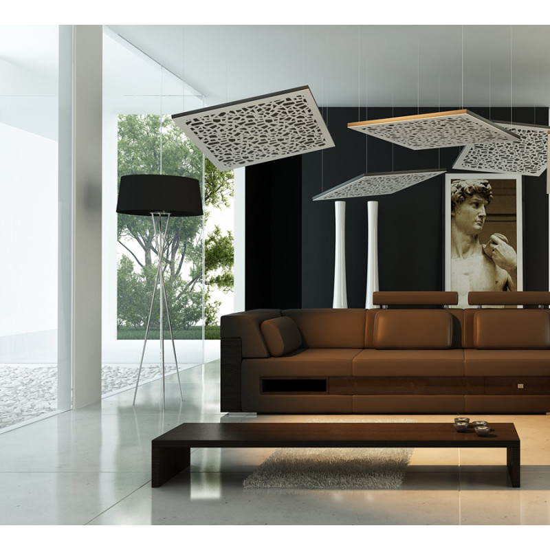 Suspended Sound Absorbing Panel Ecosound Quadro EcoBubble Cream 53mm 1x1m Light light oak