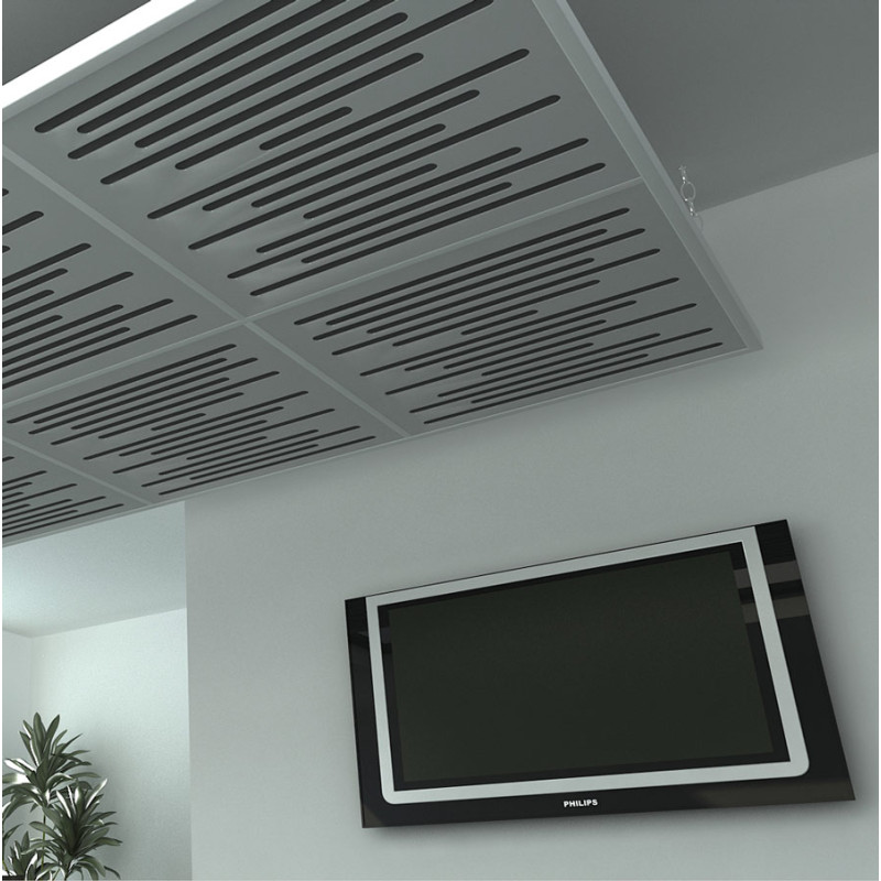 Suspended Sound Absorbing Panel Ecosound Quadro EcoBubble Cream 53mm 1x1m Light light oak