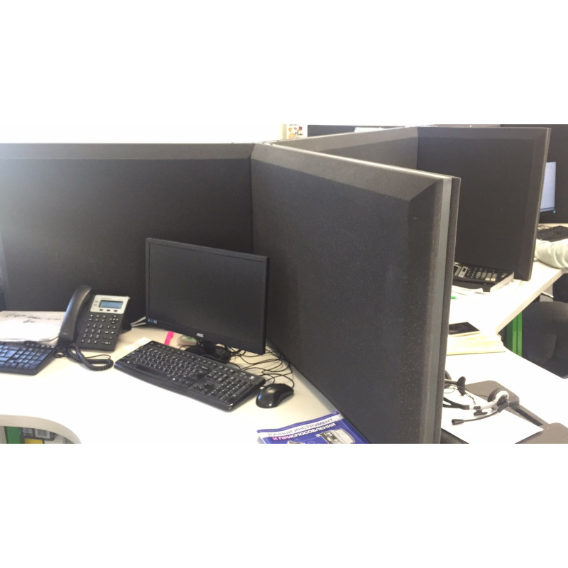 Desktop acoustic screen for office tables Ecosound Rounded screen 1200 х 600 Graphite Black