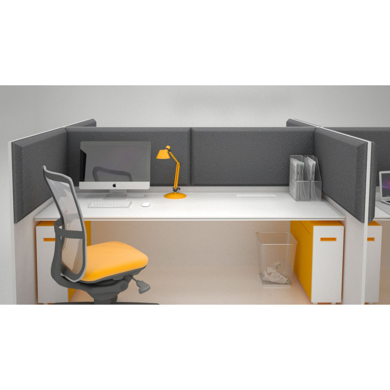 Acoustic screen-overlay for office tables Ecosound Quadro Screen gray 100x50 cm 50mm graphite black