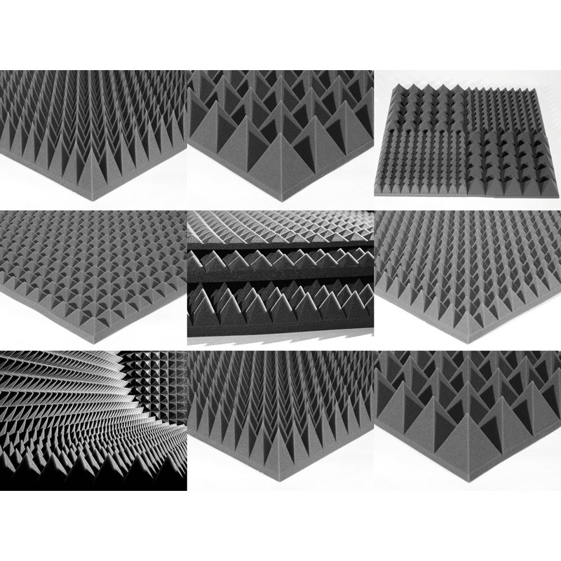 Acoustic foam panel Ecosound pyramid 90mm Mini, 0.5x0.5m black graphite