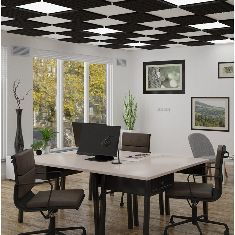 Acoustic plate for suspended ceiling systems Ecosound Tetras Strong 600x600x25mm grey