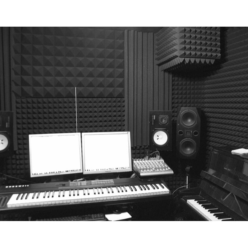 Acoustic foam panel Ecosound pyramid 90mm Mini, 0.5x0.5m black graphite