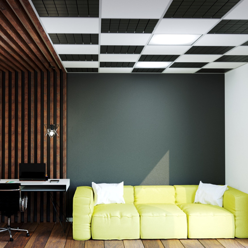 Acoustic plate for suspended ceiling systems Ecosound Tetras Strong 600x600x25mm grey