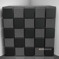 Bass trap Ecosound Tetras Acoustic Wood HDF-Black 50 x 50 cm 100 mm black mm 