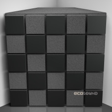Bass trap Ecosound Tetras Acoustic Wood HDF-Black 50 x 50 cm 150 mm black mm 