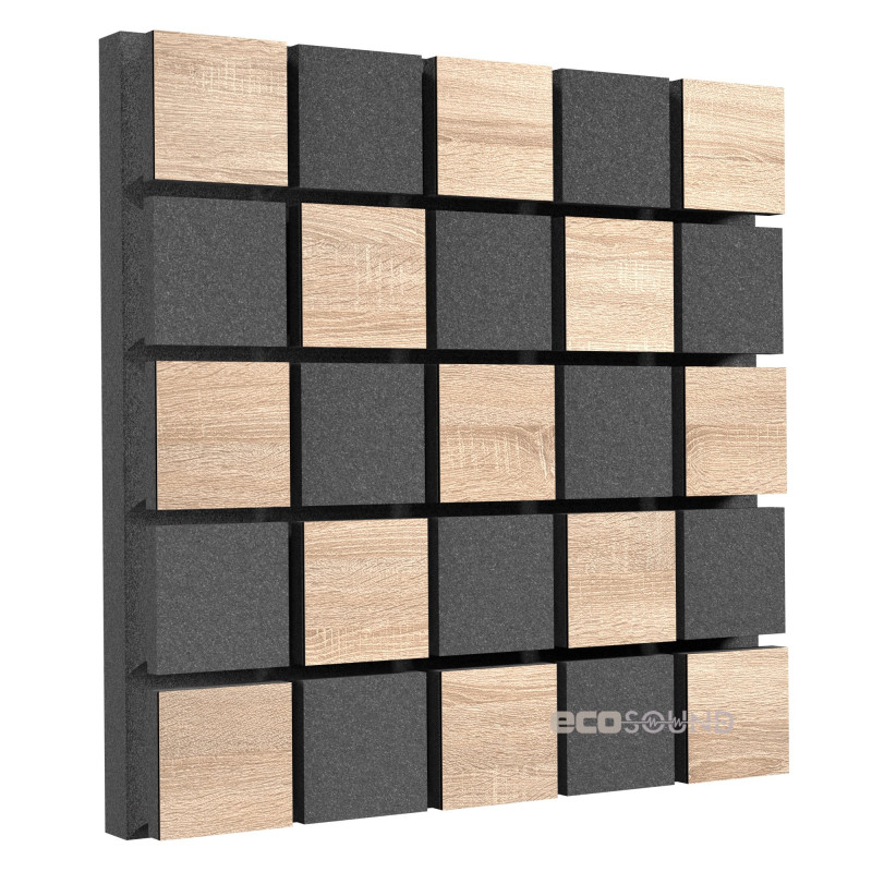 Acoustic panel Ecosound Tetras Acoustic Wood Cream 50x50cm 73mm light oak color