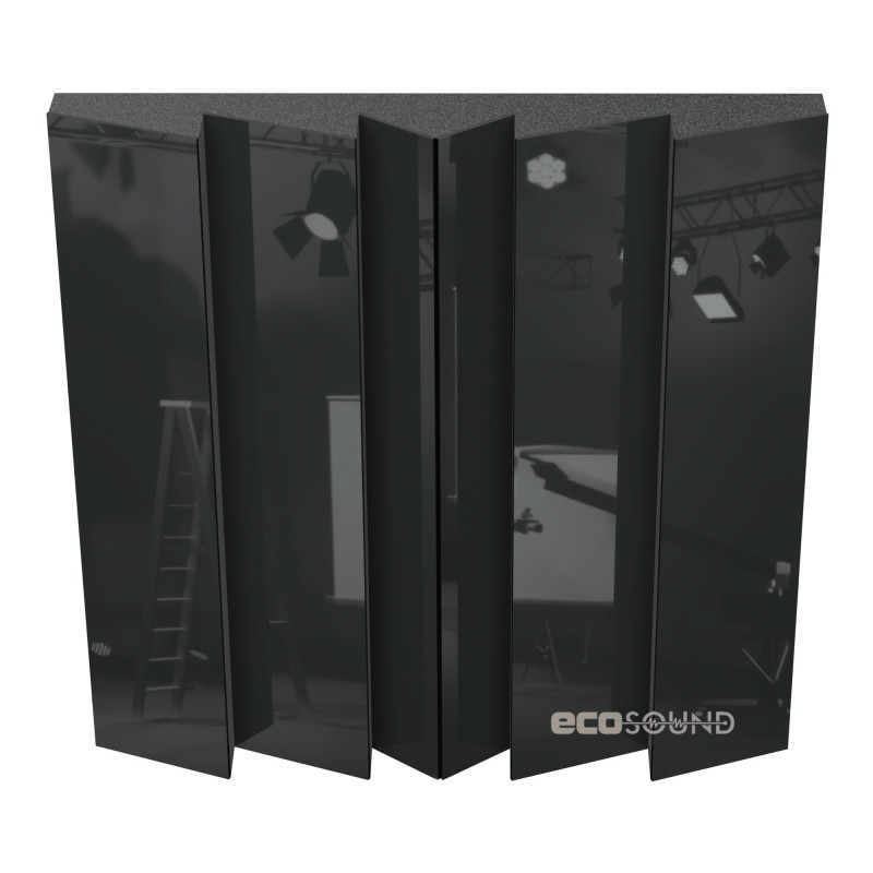 Acoustic panel Ecosound Pindiff Rock Plastic Black 50 x 50 cm 73 mm