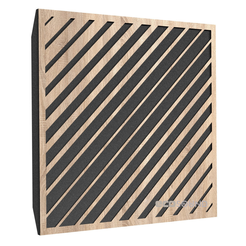 Acoustic panel Ecosound Simple-Line Plastic Black 50 x 50 cm 33 mm black plastic 