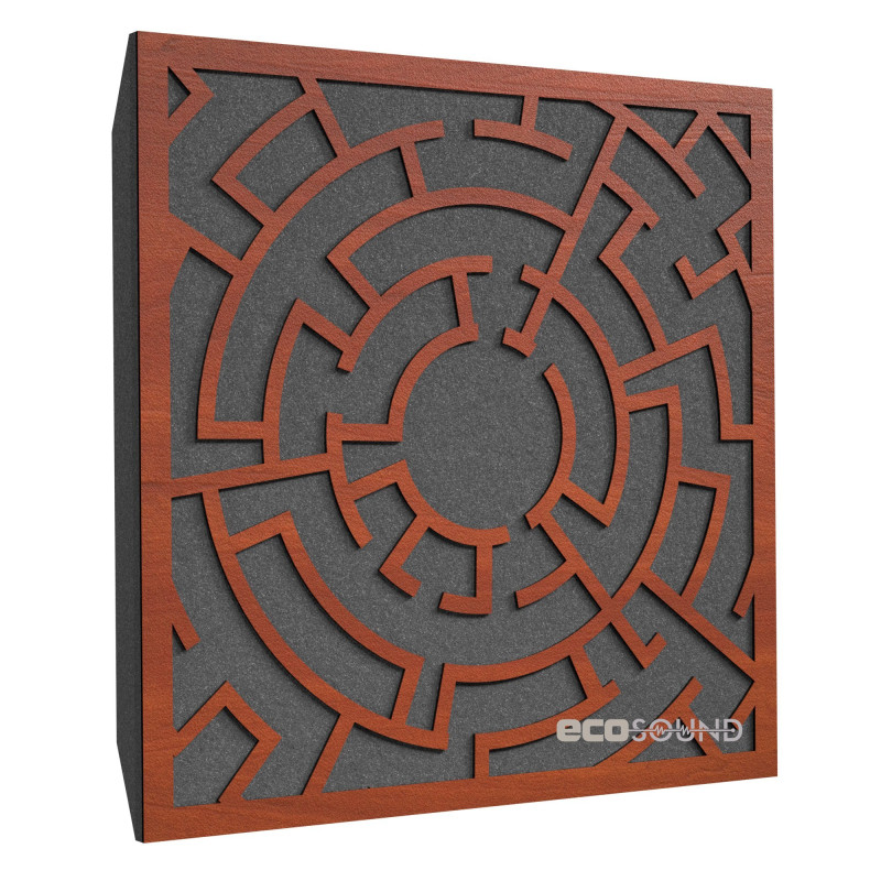 Acoustic panel Ecosound Labyrinth Wenge 50 x 50 cm 73 mm dark brown 
