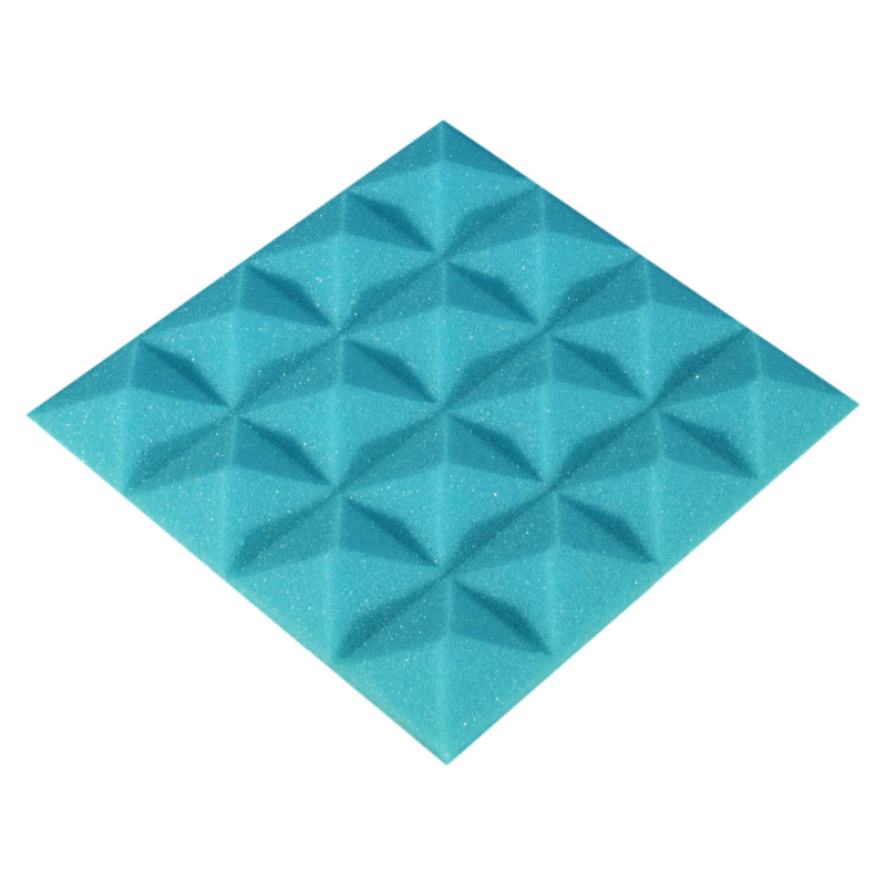 Acoustic foam panel Ecosound Pyramid Color 15 mm thick, 20x20 cm, blue
