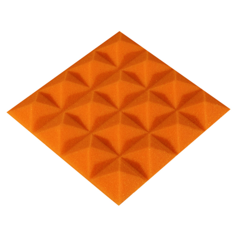 Acoustic foam panel Ecosound Pyramid Color 20 mm thick, 20x20 cm, orange