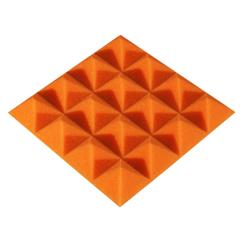 Acoustic foam panel Ecosound Pyramid Color 25 mm thick, 20x20 cm, orange