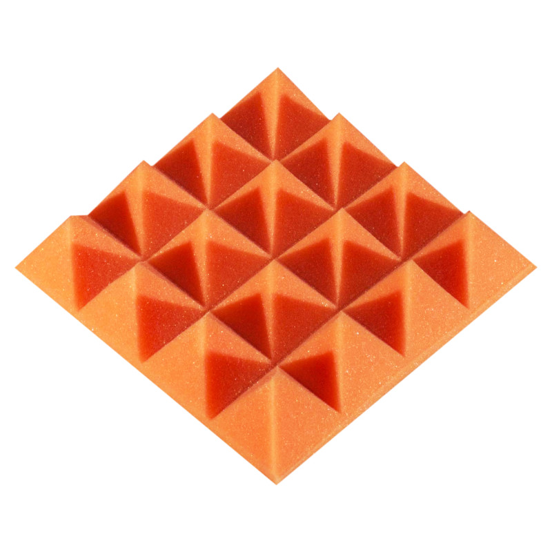 Acoustic foam panel Ecosound Pyramid Color 50 mm thick, 20x20 cm, orange