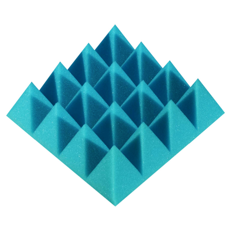 Acoustic foam panel Ecosound Pyramid Color 70 mm thick, 20x20 cm, blue