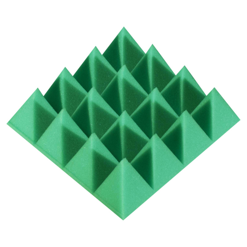 Acoustic foam panel Ecosound Pyramid Color 70 mm thick, 20x20 cm, green