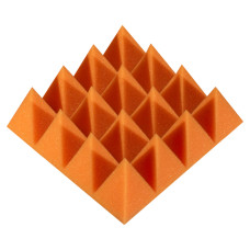 Acoustic foam panel Ecosound Pyramid Color 70 mm thick, 20x20 cm, orange