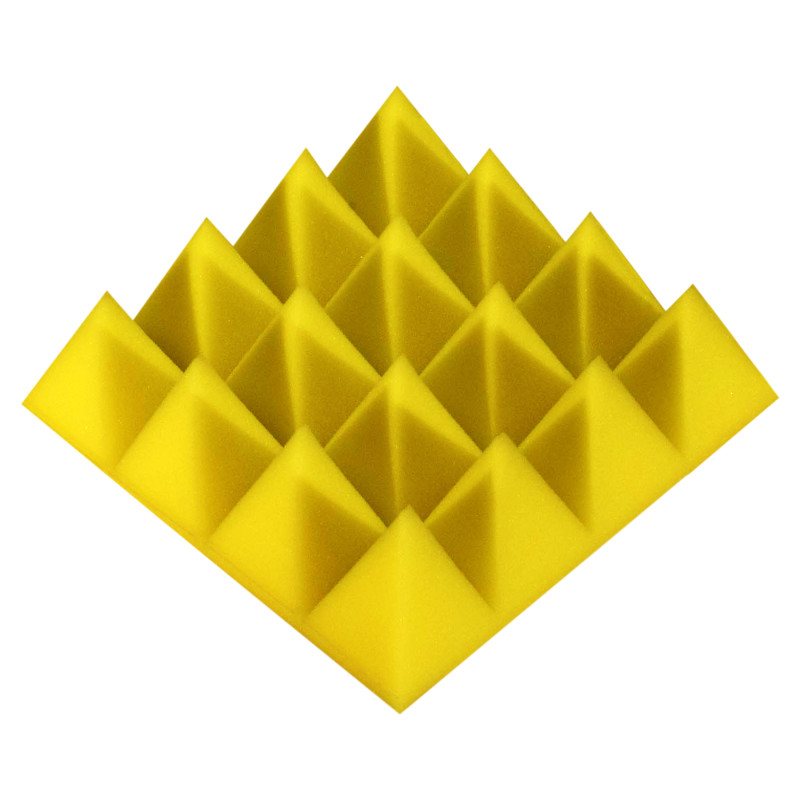 Acoustic foam panel Ecosound Pyramid Color 70 mm thick, 20x20 cm, yellow