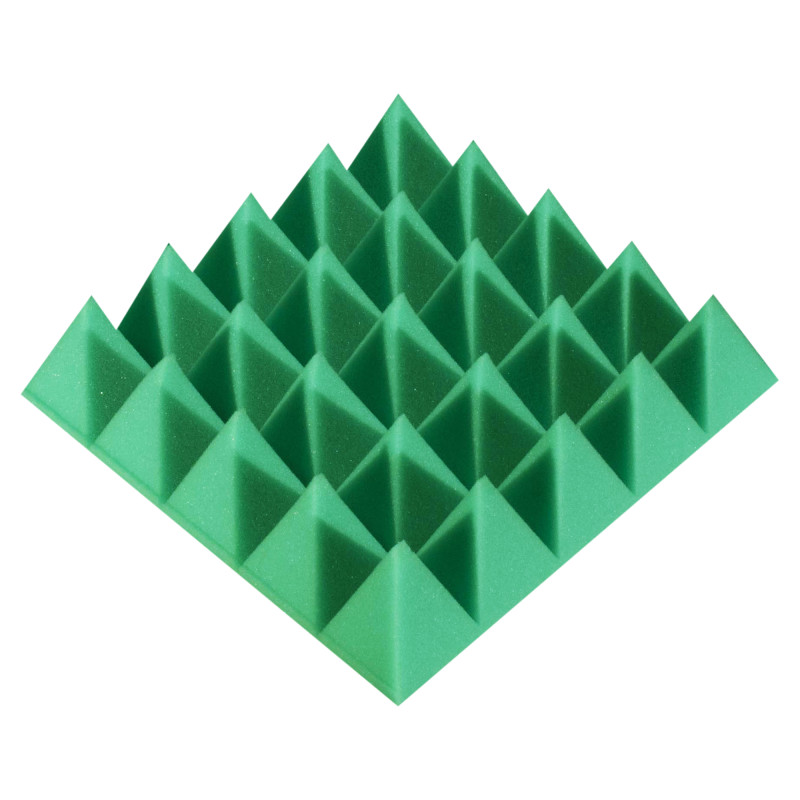 Acoustic foam panel Ecosound Pyramid Color 70 mm thick, 25x25 cm, green