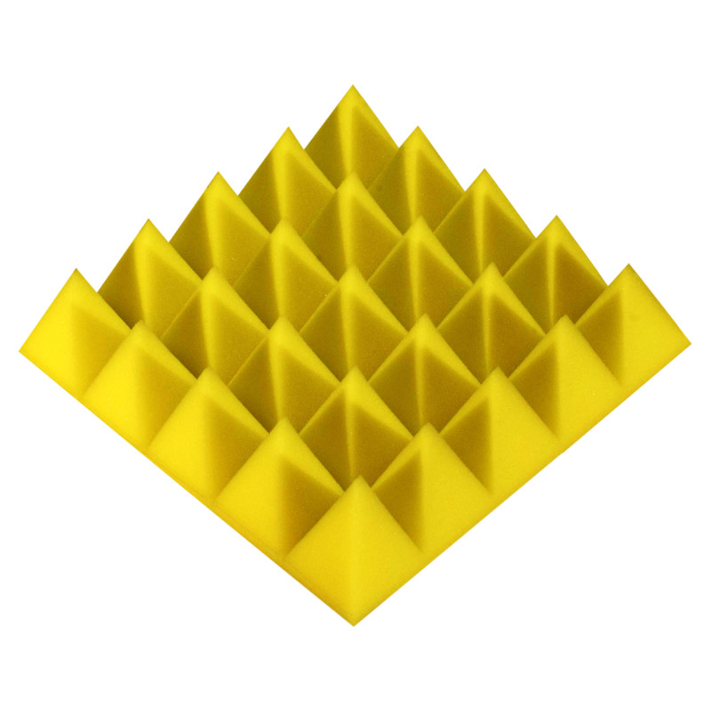 Acoustic foam panel Ecosound Pyramid Color 70 mm thick, 25x25 cm, yellow