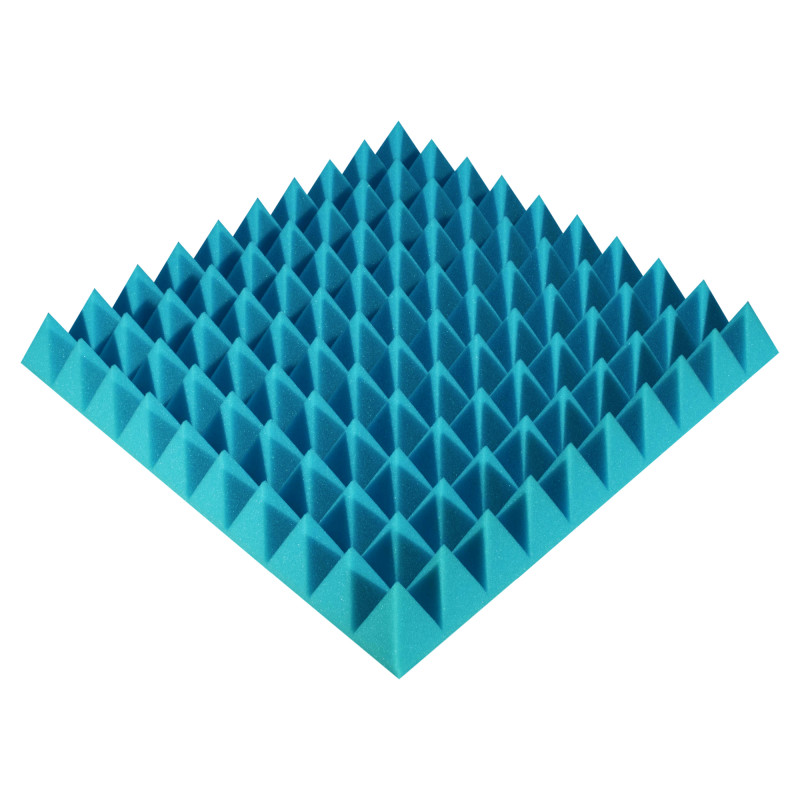 Acoustic foam panel Ecosound Pyramid Color 70 mm thick, 50x50 cm, blue