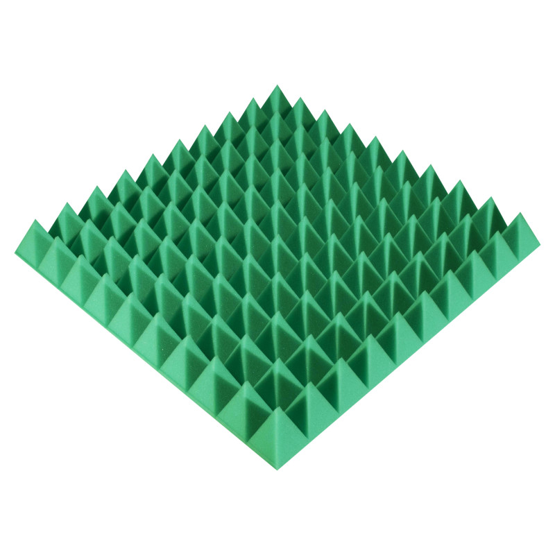 Acoustic foam panel Ecosound Pyramid Color 70 mm thick, 50x50 cm, green