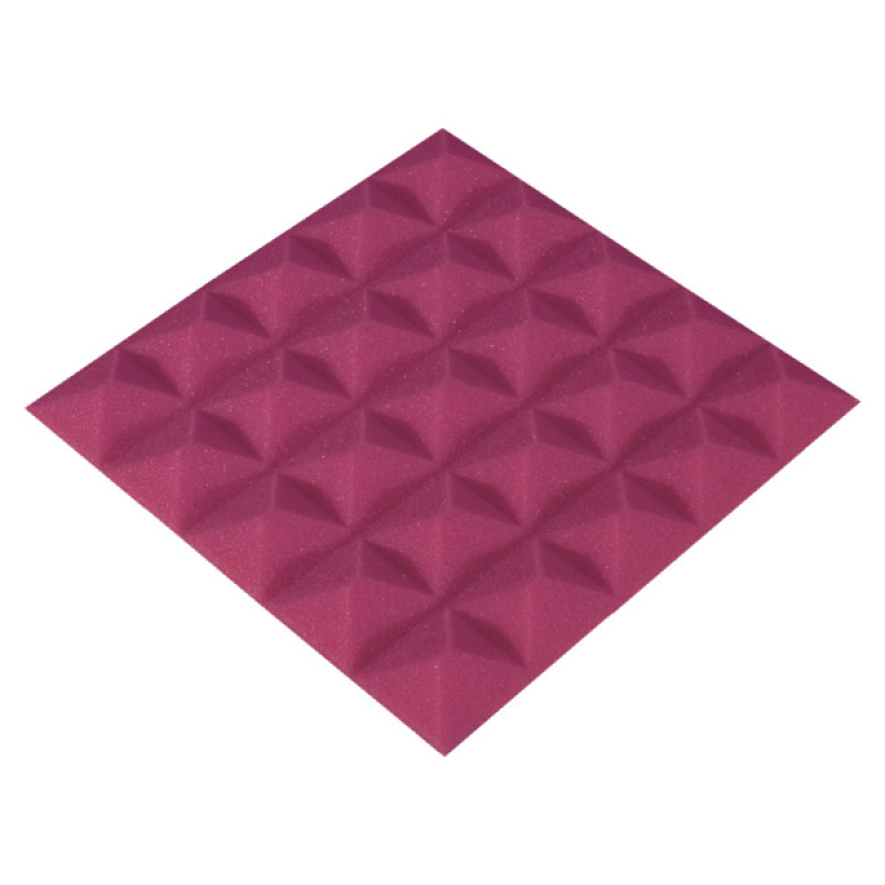 Acoustic foam panel Ecosound Pyramid Color 15 mm thick, 25x25 cm, pink