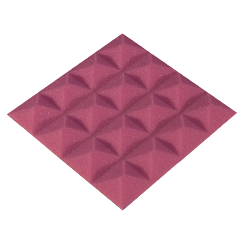 Acoustic foam panel Ecosound Pyramid Color 20 mm thick, 20x20 cm, pink