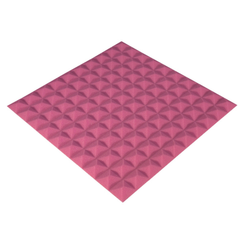 Acoustic foam panel Ecosound Pyramid Color 20 mm thick, size 50x50 cm, pink