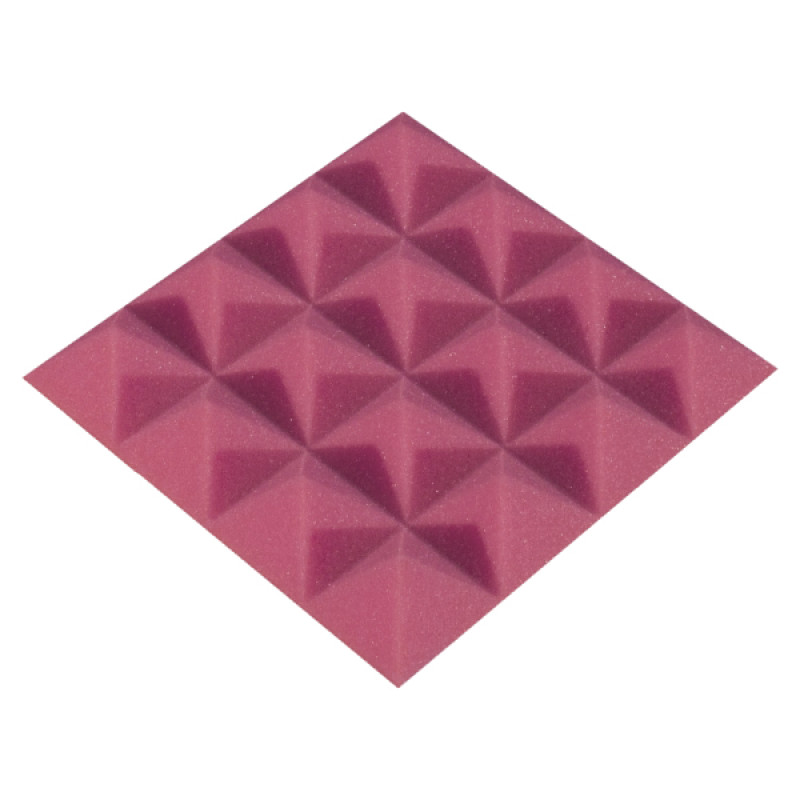 Acoustic foam panel Ecosound Pyramid Color 25 mm thick, 20x20 cm, pink