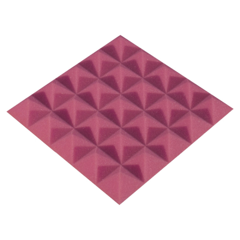Acoustic foam panel Ecosound Pyramid Color 25 mm thick, 25x25 cm, pink