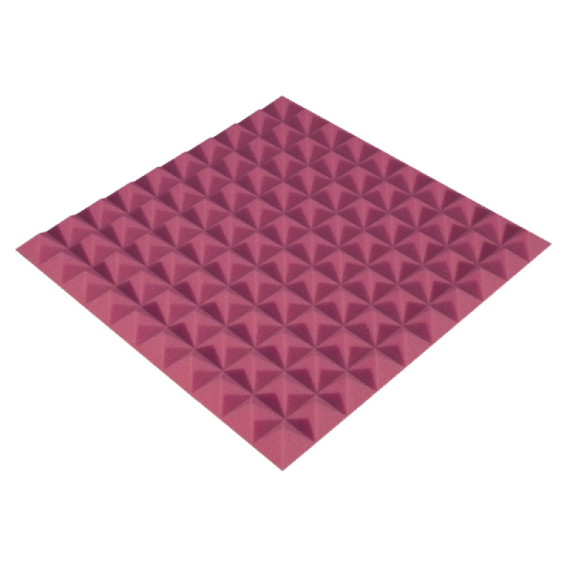 Acoustic foam panel Ecosound Pyramid Color 25 mm thick, size 50x50 cm, pink
