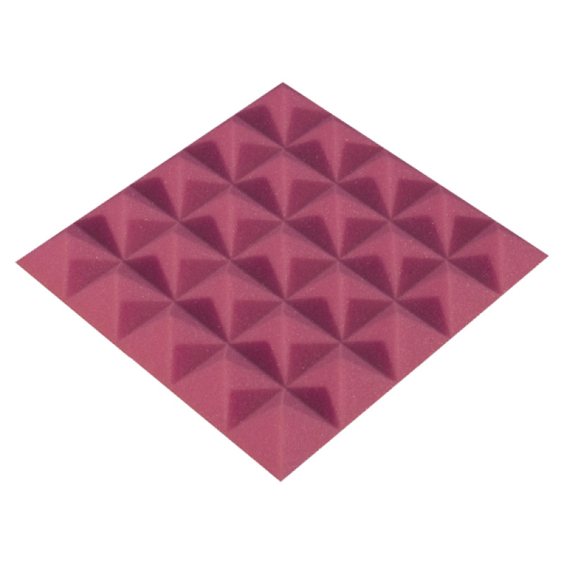 Acoustic foam panel Ecosound Pyramid Color 30 mm thick, 25x25 cm, pink