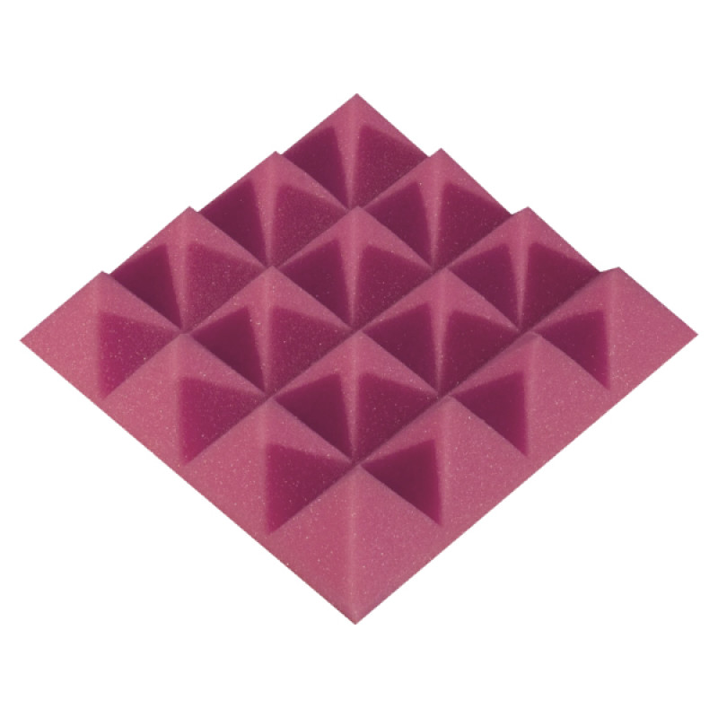 Acoustic foam panel Ecosound Pyramid Color 50 mm thick, 20x20 cm, pink