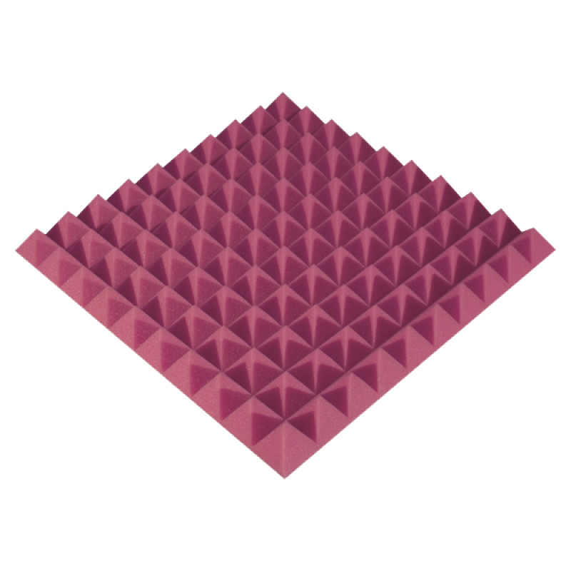 Acoustic foam panel Ecosound Pyramid Color 50 mm thick, 50x50 cm, pink