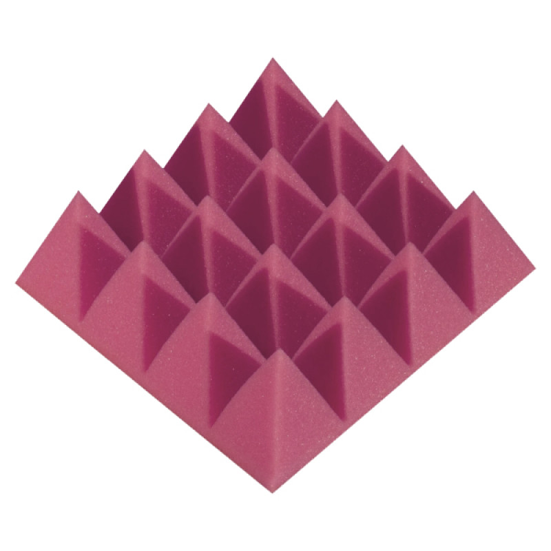 Acoustic foam panel Ecosound Pyramid Color 70 mm thick, 20x20 cm, pink