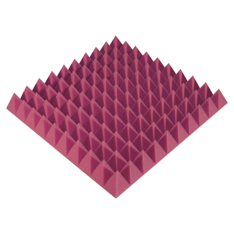 Acoustic foam panel Ecosound Pyramid Color 70 mm thick, size 50x50 cm, pink