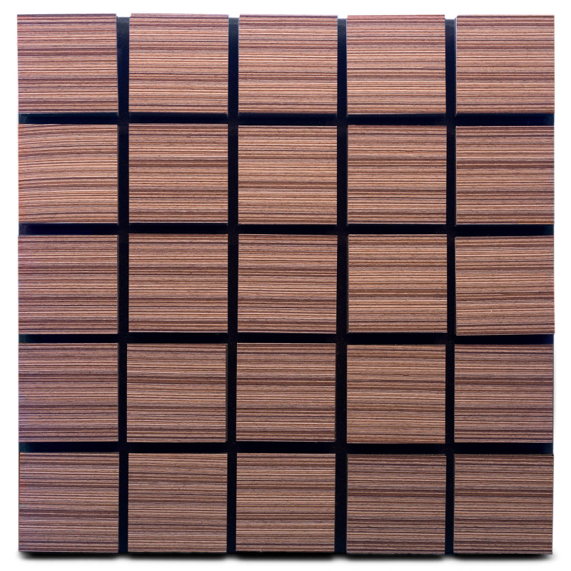 Acoustic panel Ecosound Tetras Wood Venge Contrast 50x50cm 33mm color brown striped