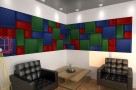 Project visualization using Velvet acoustic panel made of acoustic foam Ecosound Velvet Electric blue 25x25cm 50mm. Превью