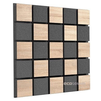 Купить acoustic panel ecosound tetras acoustic wood cream 50x50cm 53mm light oak color по низкой цене