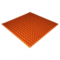 Acoustic foam panel Ecosound Pyramid Color 25 mm thick, 100x100 cm, orange