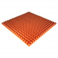 Acoustic foam panel Ecosound Pyramid Color 50 mm thick, 100x100 cm, orange