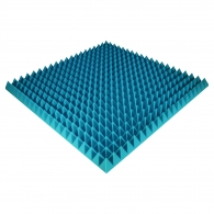 Acoustic foam panel Ecosound Pyramid Color 70 mm thick, 100x100 cm, blue