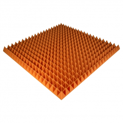 Купить acoustic foam panel ecosound pyramid color 70 mm thick, size 100x100 cm, orange по низкой цене