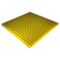 Acoustic foam panel Ecosound Pyramid Color 70 mm thick, 100x100 cm, yellow