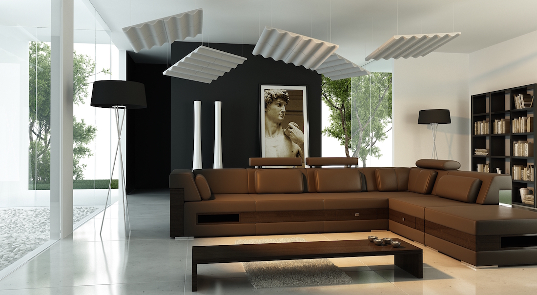 Suspended Sound Absorbing Panel Ecosound Quadro Acoustic Wave Red 50mm 1x1m